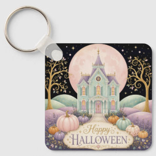 Porte-clés Maison hantée victorienne pastel fantaisiste Hallo