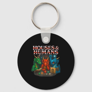 Porte-clés Maisons de jeu et humains jeu drôle rpg hommes de