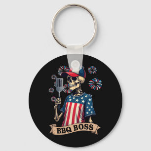 Porte-clés Maître de BBQ homme 4 juillet drôle de barbecue pa