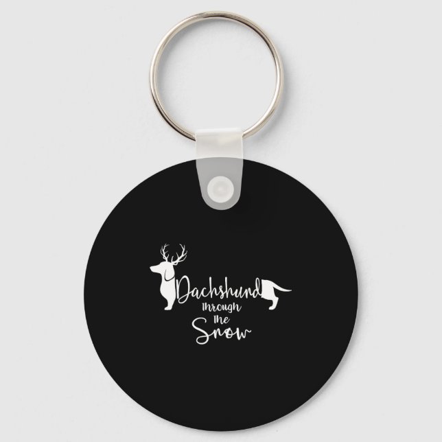 Porte-clés Maître de dachshund neige mignon teckel chien cade (Recto)