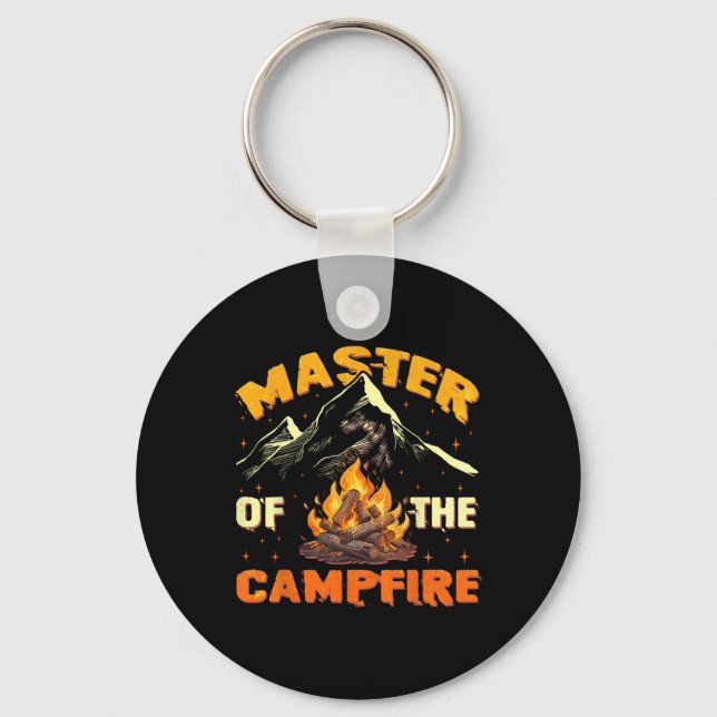 Porte-clés Maître du feu de camp hommes femmes camping drôle  (Recto)