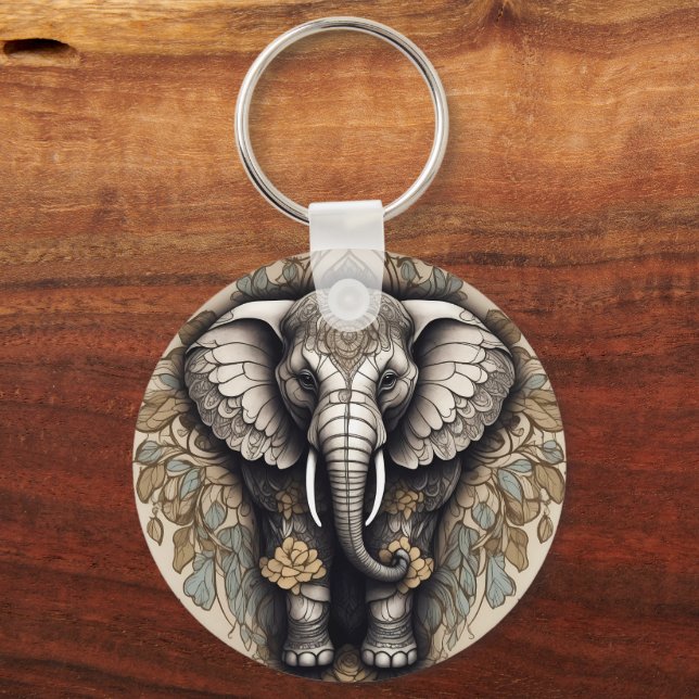 Porte-clés Majestic Elephant Mandala (Verso)