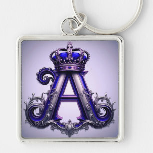 Porte-clés Majestueuse lettre ornée A avec couronne