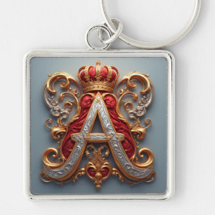 Porte-clés Majestueuse lettre ornée A avec couronne