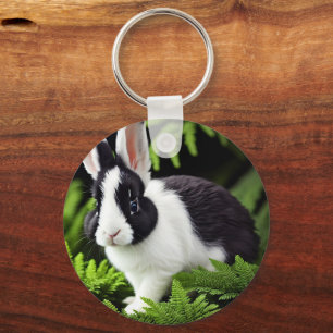 Porte-clés Mal Le Lapin Noir Et Blanc, Clavier
