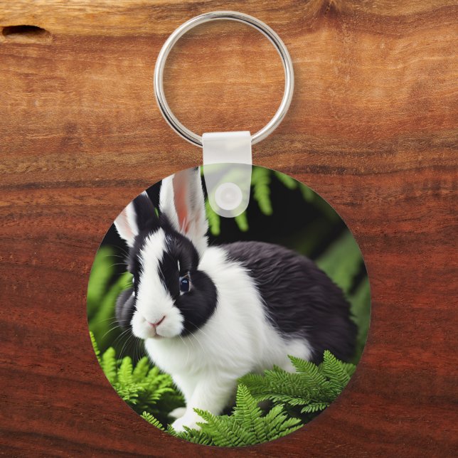Porte-clés Mal Le Lapin Noir Et Blanc, Clavier (Recto)