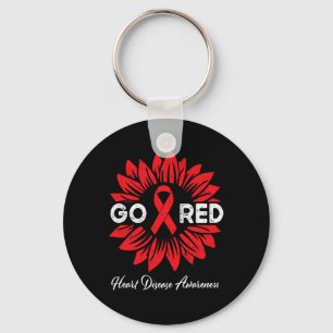 Porte-clés Maladie Tournesol Go Red Heart Maladie Sensibilisa