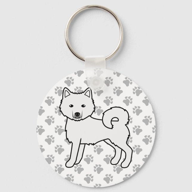 Porte-clés Malamute d'Alaska blanc Chien de dessin animé mign (Recto)