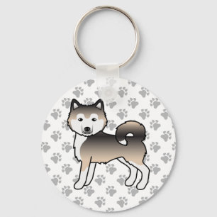Porte-clés Malamute d'Alaska couleur sable Chien de dessin an