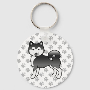 Porte-clés Malamute d'Alaska noir et blanc Chien mignon & pat