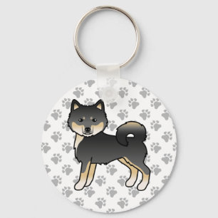 Porte-clés Malamute d'Alaska noir et feu Chien de dessin anim