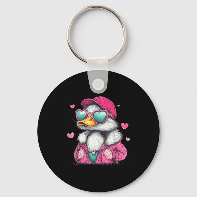 Porte-clés Mallard Duck Hunting Funny Valentine's Day Heart G (Recto)