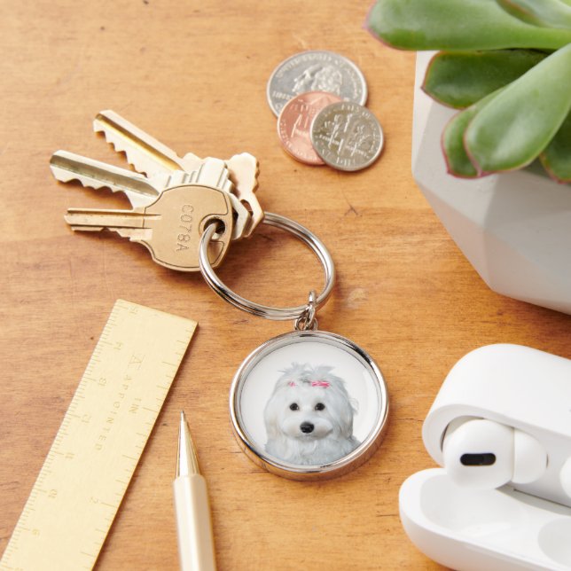 Porte-clés Maltais en blanc adorable chiot (Bureau)