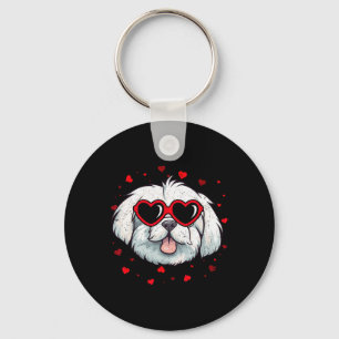 Porte-clés Maltese Saint-Valentin Cœur Amateurs de Chiots Mig