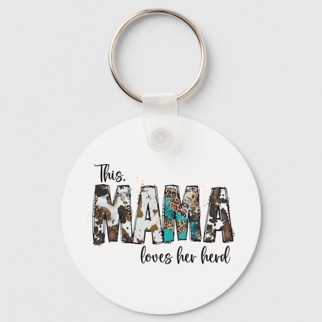Porte-clés Mama Aime Son Cèdre Léopard Cowhide Pour Femmes Mo (Recto)