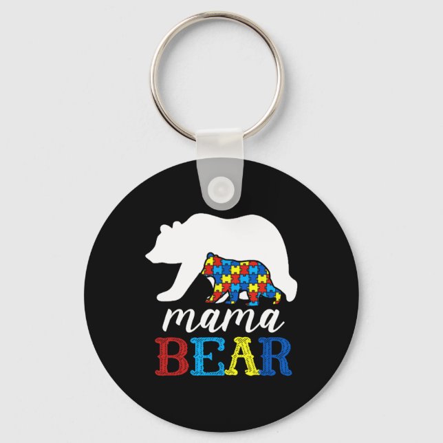 Porte-clés Mama Bear Sensibilisation sur l'autisme Puzzle Mam (Recto)