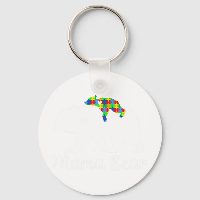 Porte-clés Mama Bear Support Sensibilisation sur l'autisme Mo (Recto)