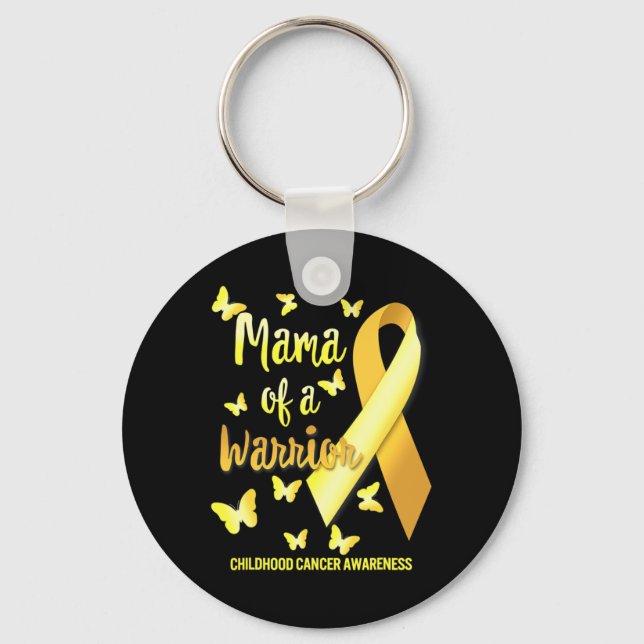 Porte-clés Mama de guerrier Ruban d'or de sensibilisation au  (Recto)