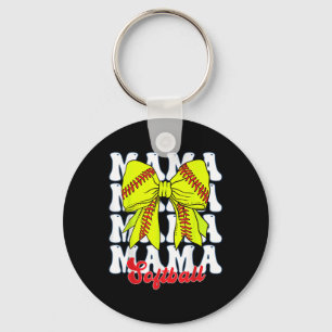 Porte-clés Mama Softball Coquette Bow Jour Softball Mothe