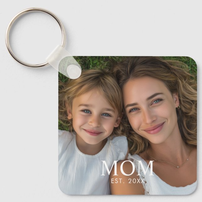 Porte-clés Maman a établi une photo de script moderne  (Recto)