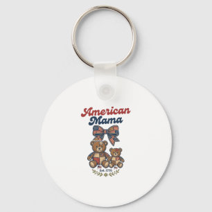 Porte-clés Maman Américaine Ours Patriote Patchwork Vector De
