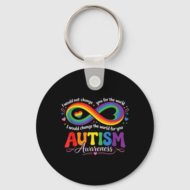 Porte-clés Maman Autisme Sensibilisation Rainbow Infini (Recto)