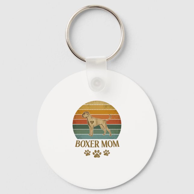 Porte-clés Maman Boxer Chien Rétro Coucher de Soleil Empreint (Recto)