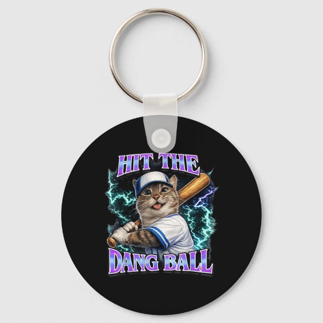 Porte-clés Maman Chat Drôle de Baseball a Frappé Cette Sacrée (Recto)