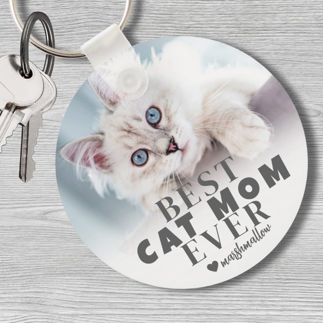 Porte-clés Maman Chat Personnalisée Photo d'Animal de Compagn (Cat Mom Personalized Pet Photo Keychain)