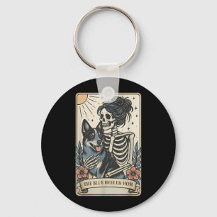 Porte-clés Maman Chien Heeler Bleu Mignon Carte de Tarot Sque