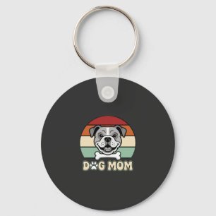 Porte-clés Maman Chien Rétro Vecteur Bouledogue