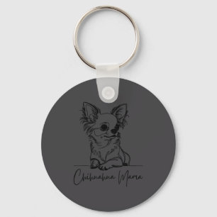 Porte-clés Maman Chihuahua Chihuahua à longs poils Maman Chie