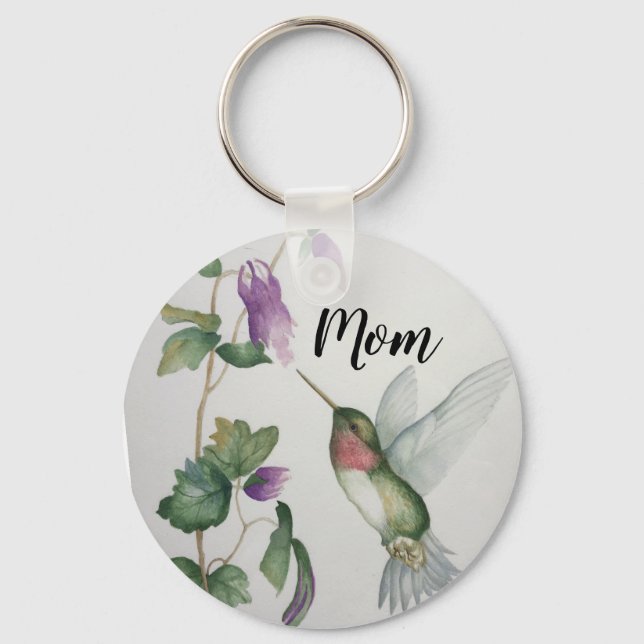 Porte-clés Maman Colibri Elegant Jardin d'aquarelle (Recto)