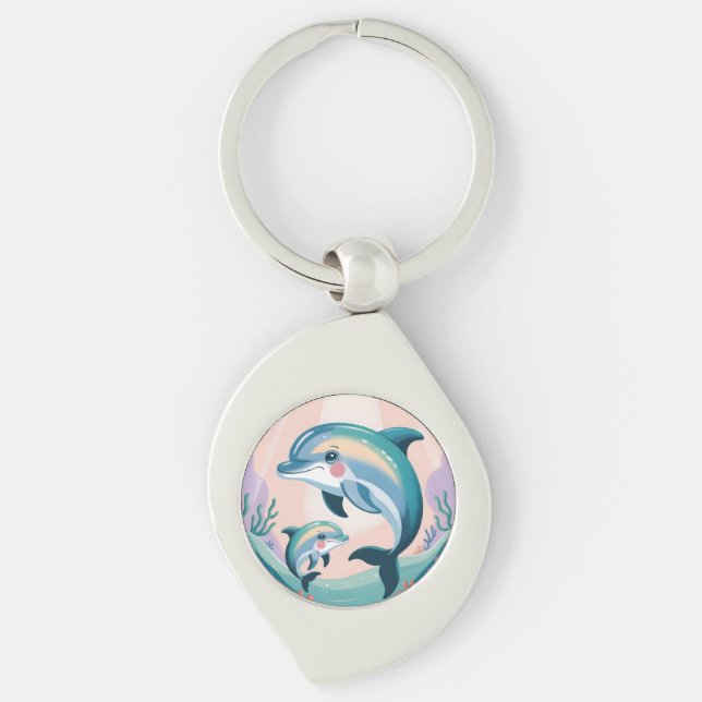 Porte-clés Maman dauphin et bébé (Devant)
