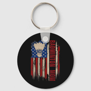 Porte-clés Maman de badminton vintage Drapeau américain des É