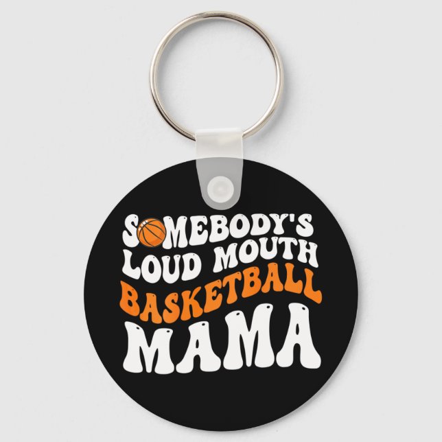 Porte-clés Maman de basket à la bouche forte Rétro ondulé Gro (Recto)