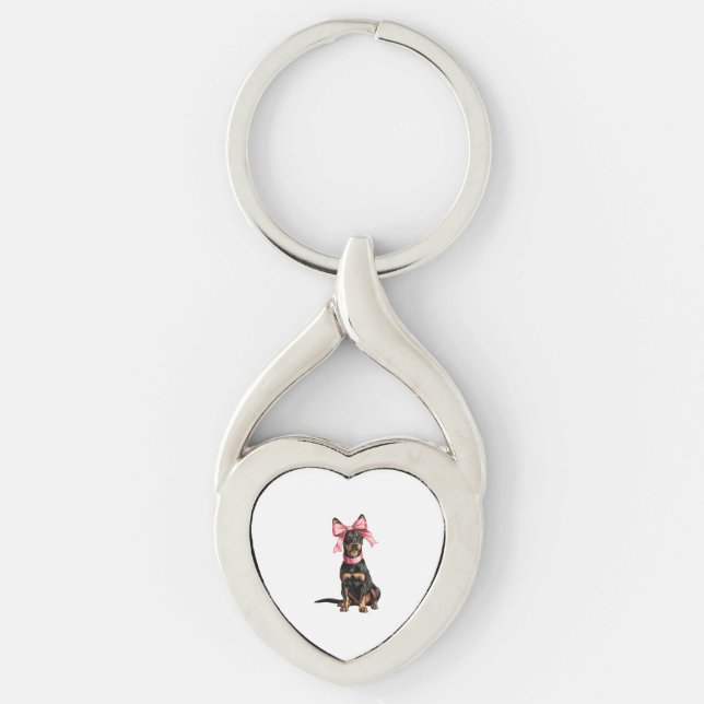 Porte-clés Maman de chien havanais fille rose Coquette Bow (Devant)