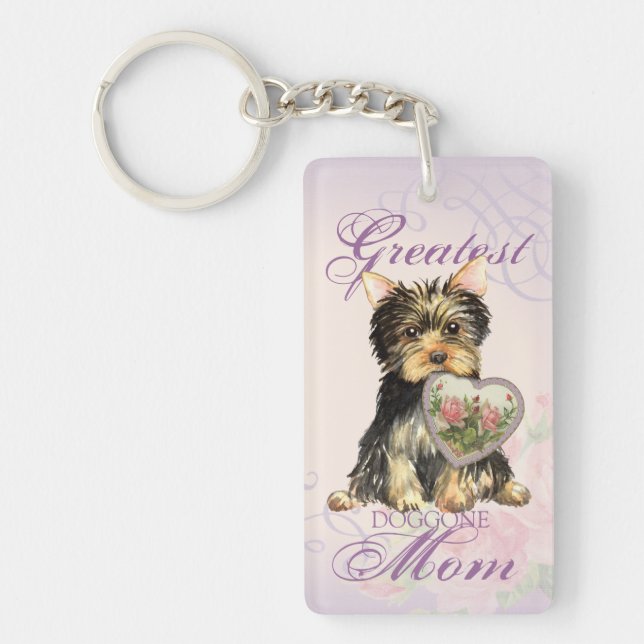 Porte-clés Maman de coeur de Yorkie (Devant)