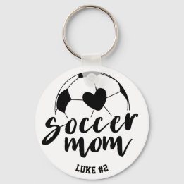 Porte-clés Maman de footballeur Cœur Balle Nom et Numéro Pers