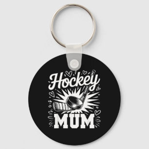 Porte-clés Maman de hockey cœur famille fête des mères amateu