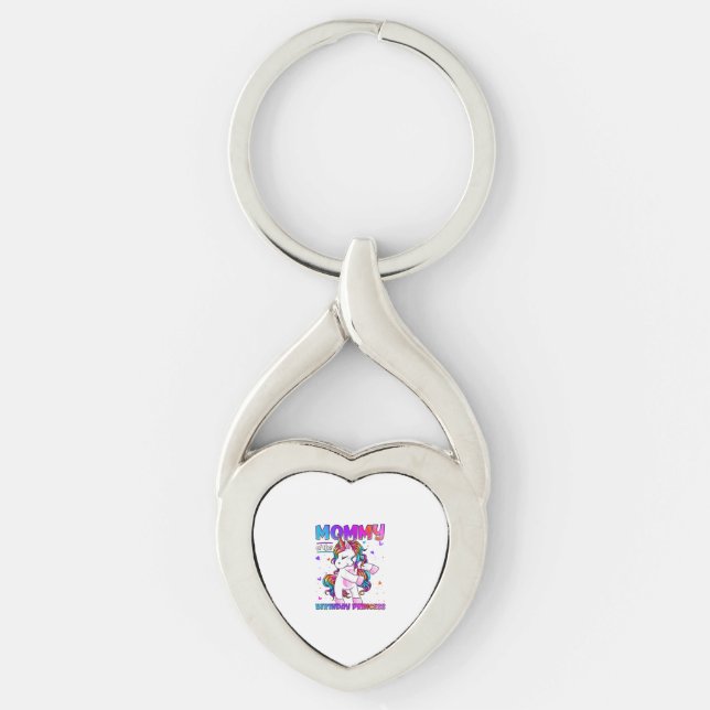 Porte-clés Maman de la fille de la princesse d'anniversaire F (Devant)