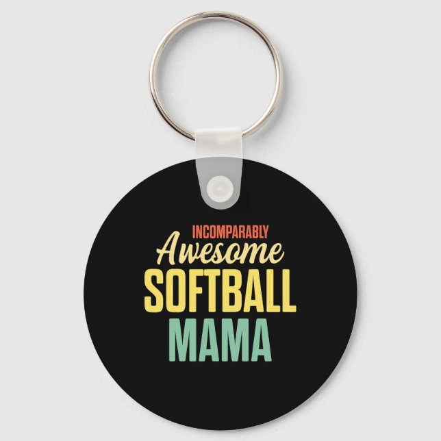 Porte-clés Maman de softball Maman fière Joueuse d'équipe  (Recto)