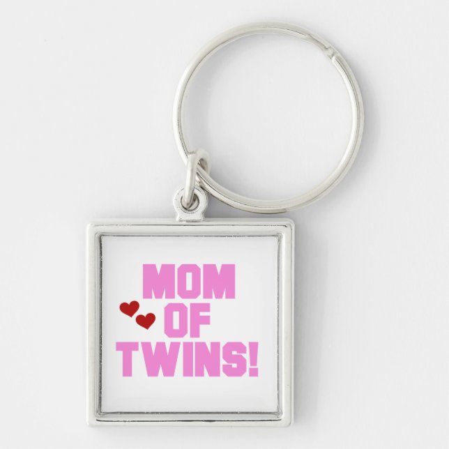 Porte-clés Maman de Twins Pink Texte Cadeaux (Devant)