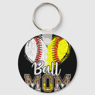 Porte-clés Maman des deux ball maman moitié softball moitié b