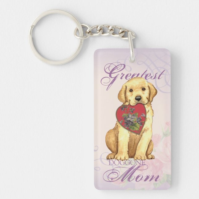 Porte-clés Maman du coeur du laboratoire jaune (Devant)