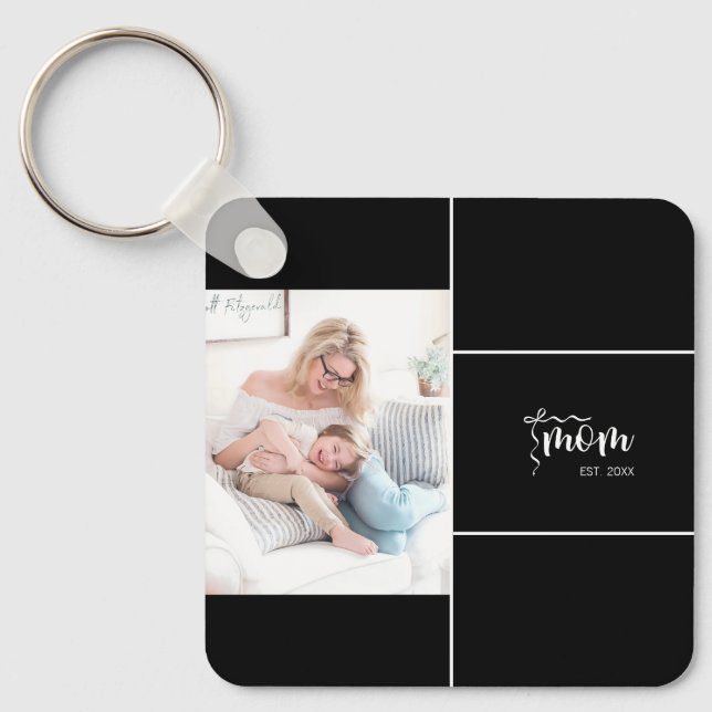 Porte-clés Maman élégante établie ajourner ajouter photo (Recto)
