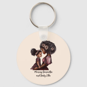 Porte-clés Maman et fille noire personnalisée (1)