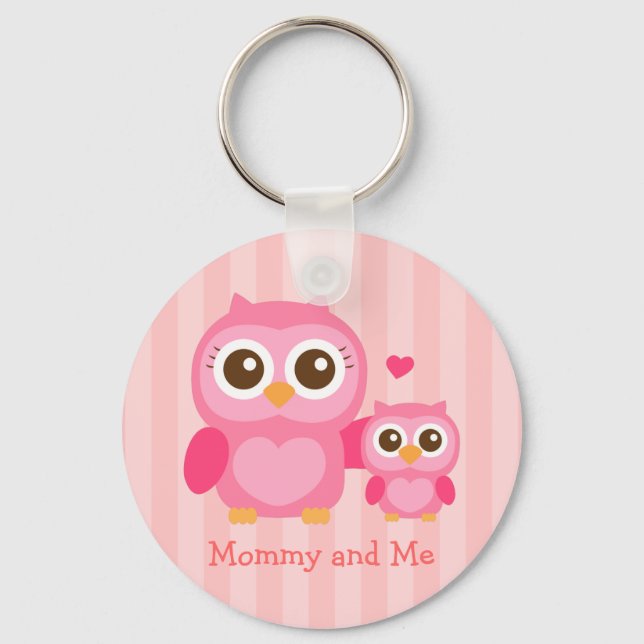 Porte-clés Maman et moi, Chouette bébé mignonne, Rose (Recto)