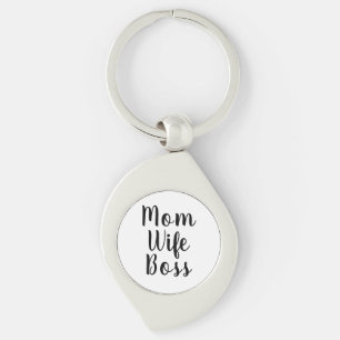 Porte-clés Maman femme patron noir blanc script personnalisé