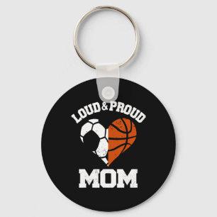 Porte-clés Maman Fière et Fièriste Football Basket-ball Cœur